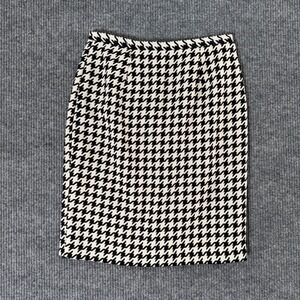 Vintage Houndstooth Skirt Womens 10 Black White Preppy‎ Retro Academia Career